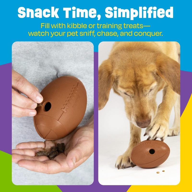 Brightkins Football Treat Dispensers – Tough Football & Basketball Toys for Dog Enrichment, Slow Feeder Training Accessories, Puppy Essentials, and Birthday Gifts