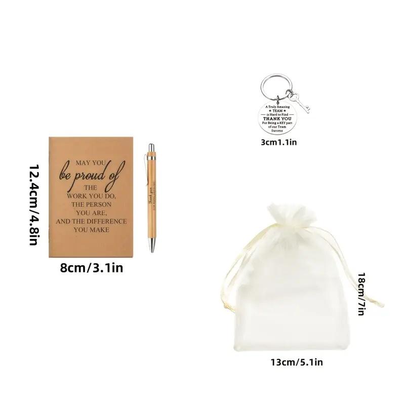 A set of 5 inspiring motivational notebooks (including telescopic bamboo pen/keychain/express gratitude notebook + bag) is suitable as a gift for praising colleagues, employees, nurses, teachers, etc.