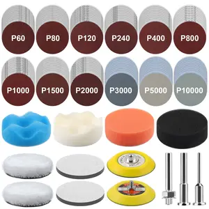 133PCS Wet Dry Sanding Disc Drill Polishing Kit-3 Inch Car Polishing Pads Set,Headlight Restoration Kit,Hook and Loop Sandpaper Buffing Pads for Car,Metal,Wood