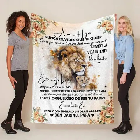 Papa to Daughter & Son,Spanish Blessing Personalized Blanket ,Custom Spanish Letter Soft Winter Throw Blanket, Sentimental Holiday Gift for Birthday, Halloween, Christmas