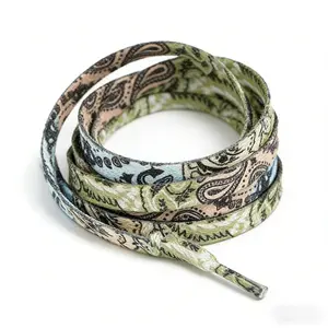 Retro Paisley Pattern Flat Shoe Laces – High-Quality Woven Fabric Laces for Sneakers, Casual Shoes & Athletic Footwear
