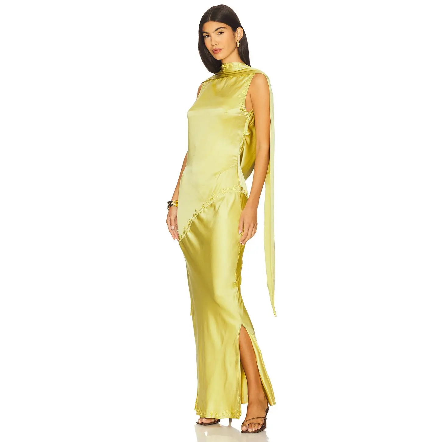 Yellow The Label Nina Silk Dress in Chartreuse