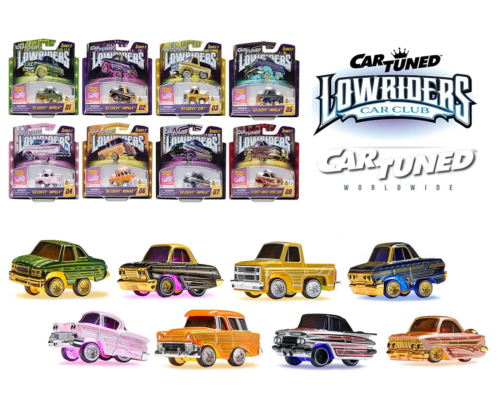Car Tuned 1:64 Lowriders SHOW GLOW 2026 Series 2 Set Of 8 – L.E.D.