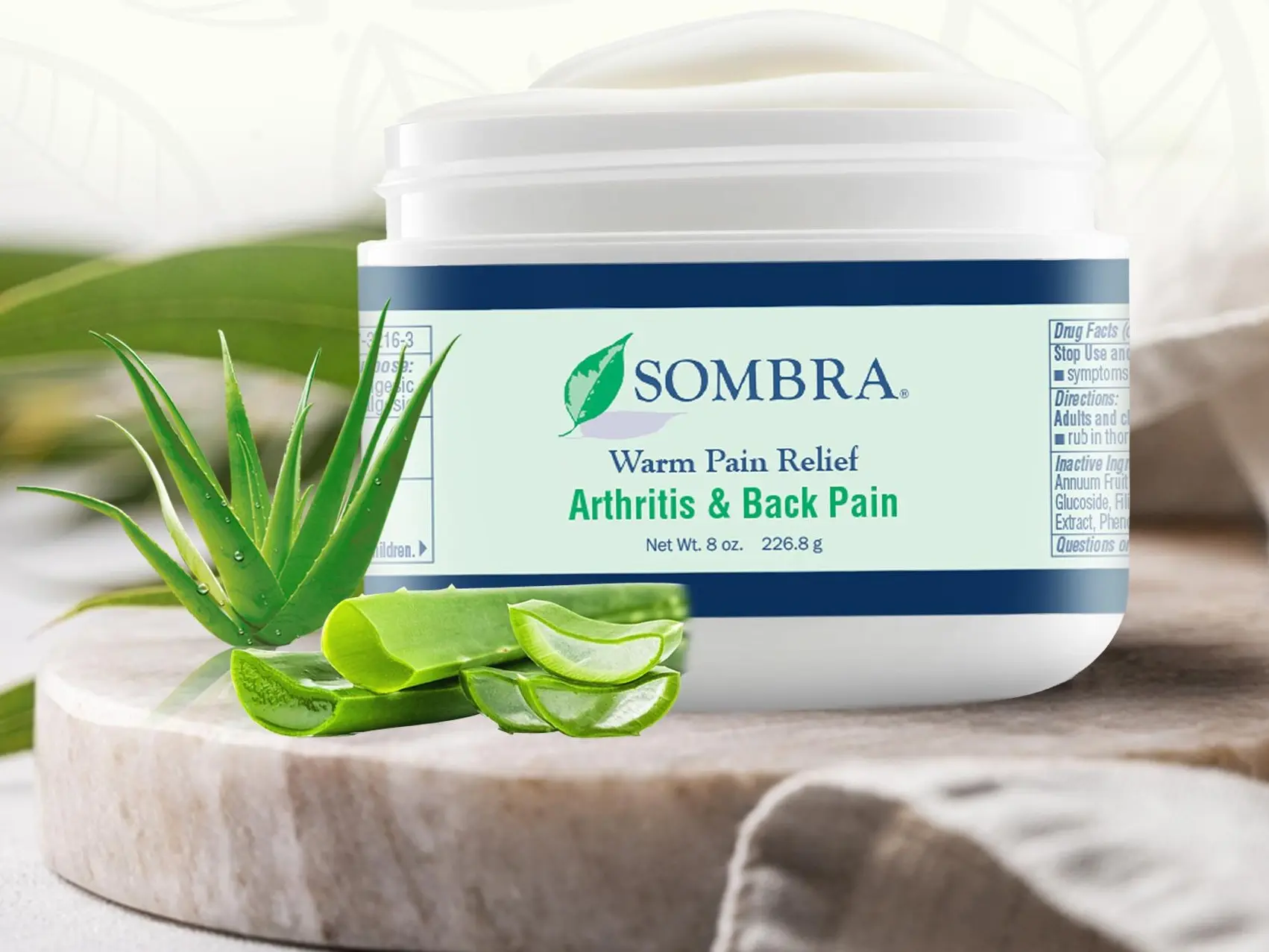 Sombra Soothing Warm Therapeutic Pain Relief Cream - Aloe-Based Menthol Rapid Relief Gel, Non-Greasy Muscle Recovery Balm for Back, Neck - Made in USA, Cruelty-Free, Essential Oils Moisturizing Body Care