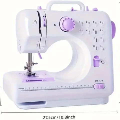 Portable Mini Electric Sewing Machine – 12 Built-in Stitches, 2-Speed Control, Foot Pedal Operation, Built-in Light, Storage Drawer & Complete Sewing Kit – Perfect for Beginners & Home Use (Purple)