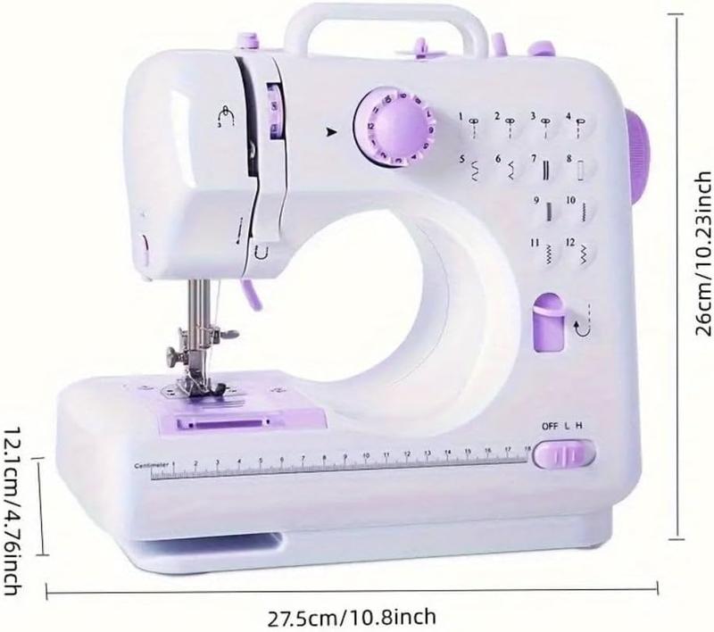 Portable Mini Electric Sewing Machine – 12 Built-in Stitches, 2-Speed Control, Foot Pedal Operation, Built-in Light, Storage Drawer & Complete Sewing Kit – Perfect for Beginners & Home Use (Purple)