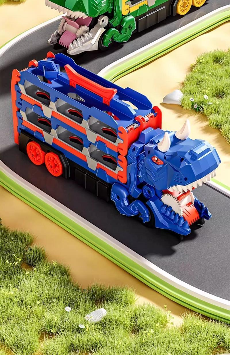 Dinosaur Transport Truck Toy for Toddlers – 12 Die-Cast Cars, Transforms into Dino, Perfect Gift for 3-6 Year Old Boys Transforming Dinosaur Transport Truck