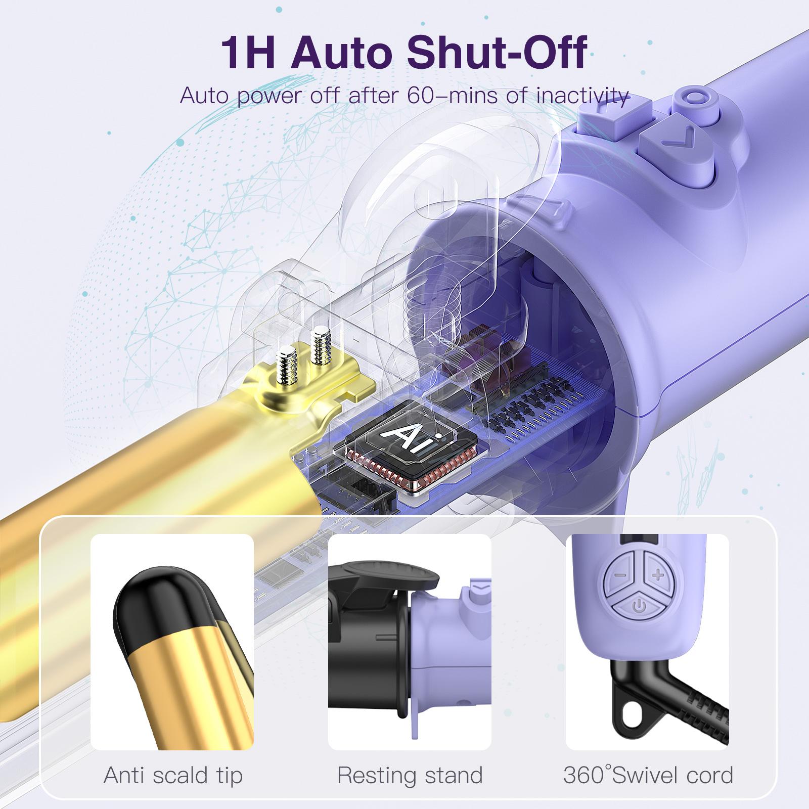 ZAVAREA Automatic Rotating Curling Iron Long Barrel 1.25" x 5.4" Titanium 5 Adjustable Temps 1H Auto Off Dual Voltage Multifunctional Hair Crimper, TikTokShopBlackFriday TikTokShopCyberMonday ZAVAREA Automatic Rotating Curling Iron Long Barrel 1.25" x 5.4" Titanium 5 Adjustable Temps 1H Auto Off Dual Voltage Multifunctional Hair Crimper, TikTokShopBlackFriday TikTokShopCyberMonday