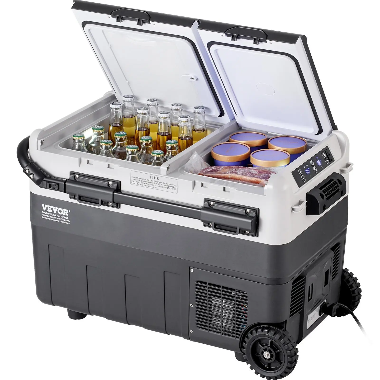 【SummerFinds】VEVOR Portable Car Refrigerator, 12 Volt Car Refrigerator Fridge, 50 L / 52.8 QT Dual Zone Portable Freezer, -4℉-68℉ Adjustable Temperature, Compressor Cooler for Home, Outdoor, Camping, RV, Car