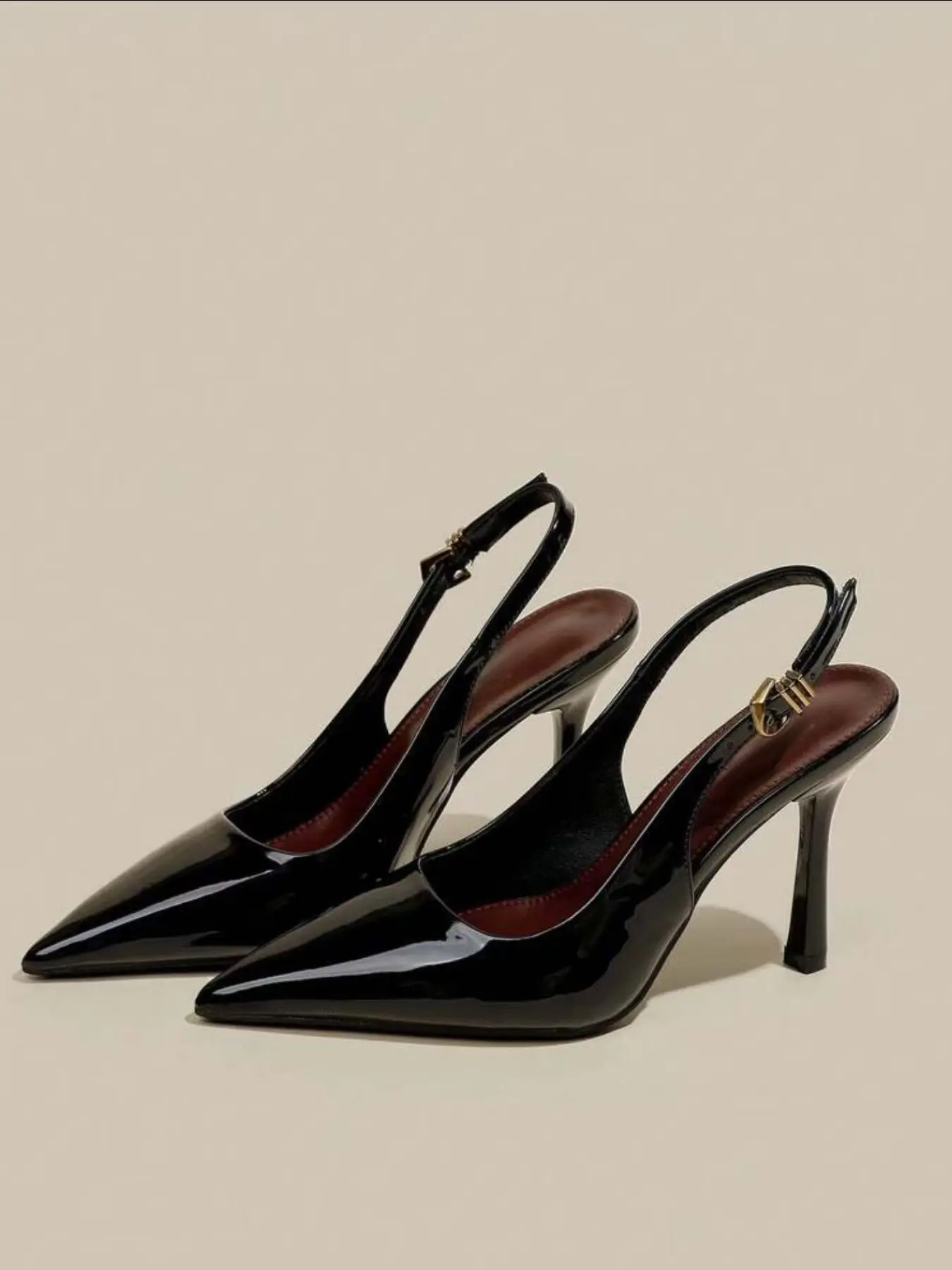 Women Adjustable Single Buckle High Heel Shoes, Fashionable Party Shoes, Footwear, Pointed Toe Elegant Stiletto, Mirror Finish, Shiny, Exquisite Heels, Perfect for Daily Wear/proms