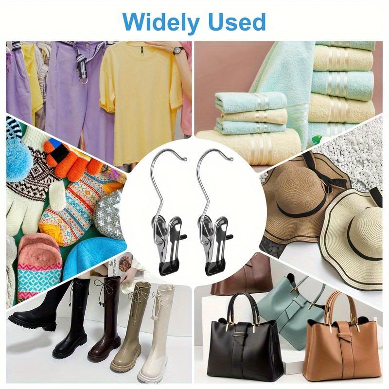 20/30/60pcs Boot Hangers Clips Laundry Hooks Stainless Steel for Closet Portable Home Travel Hats Handbags Towels Skirt Pack Hanging Organiser