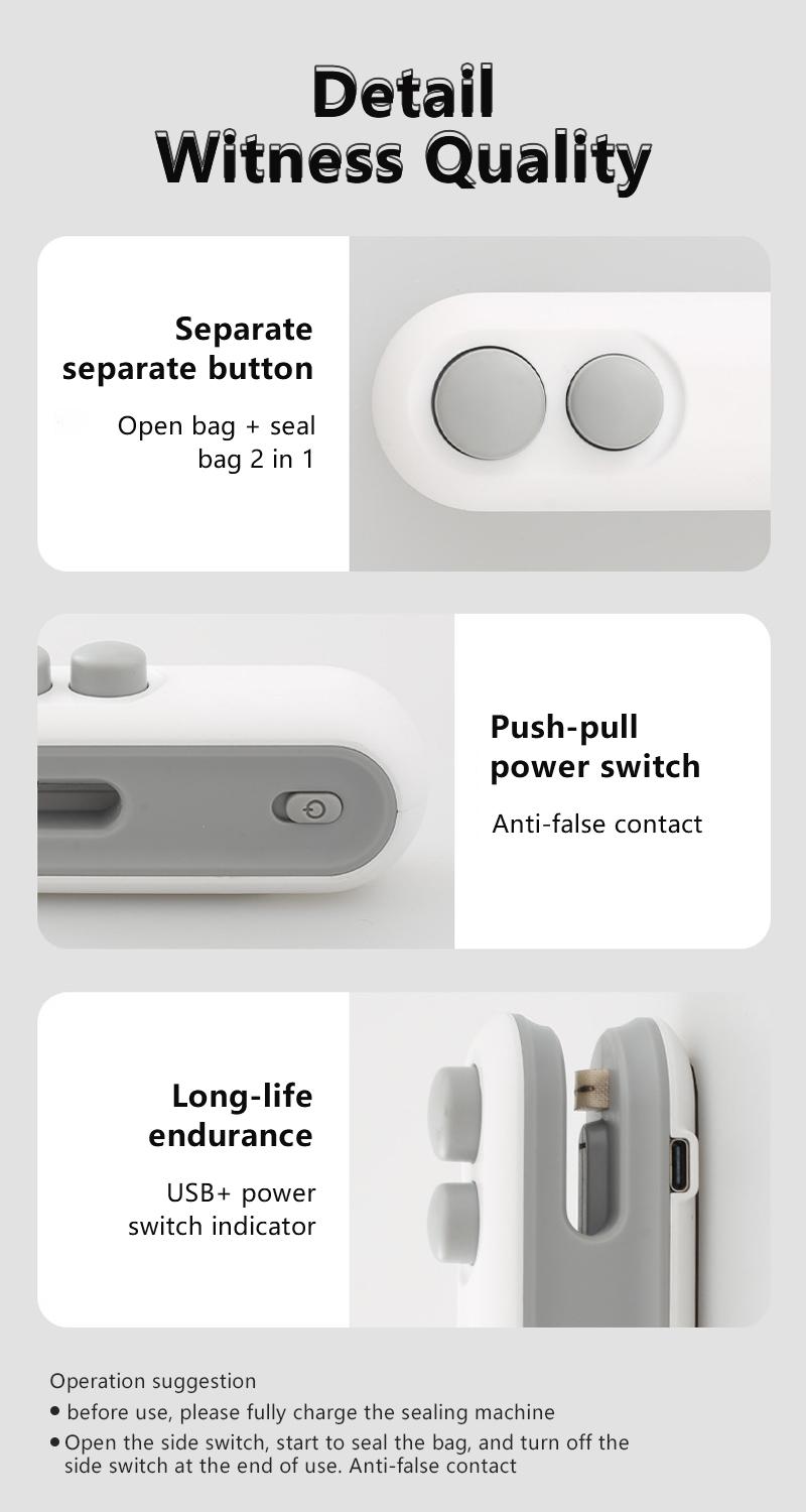 Mini snack bag sealing machine,2 in 1 heat USB rechargeable snack bag selaer,plastic Electric bag sealers, keep food fresh. Portable Sealer Picnics