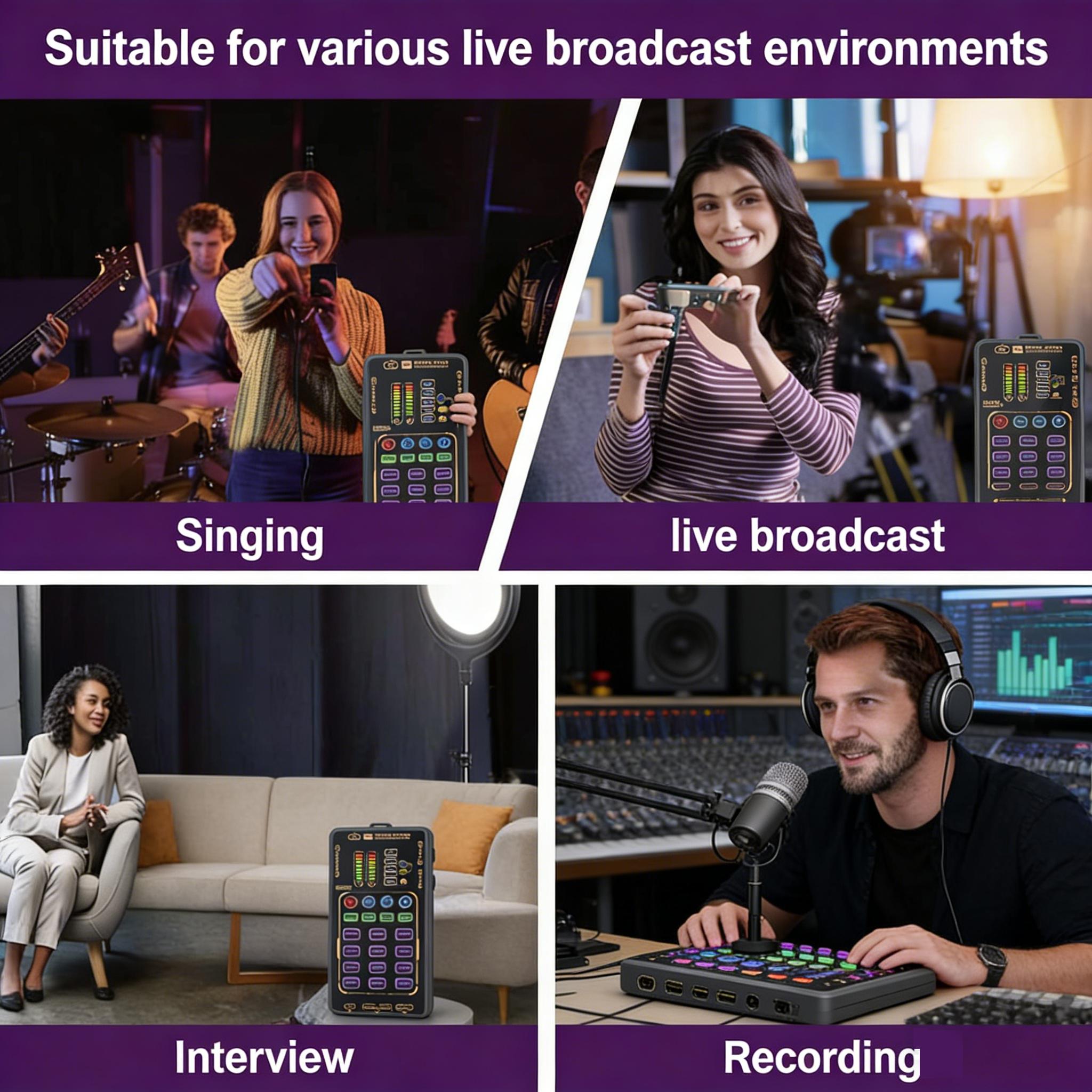 Portable X55 Pro voice changer kit, multifunctional voice changer set, multifunctional mini sound card, comes with 8 voice change modes and fun sound effects, perfect for gaming, dubbing, a must-have for content creators, vias payment custom