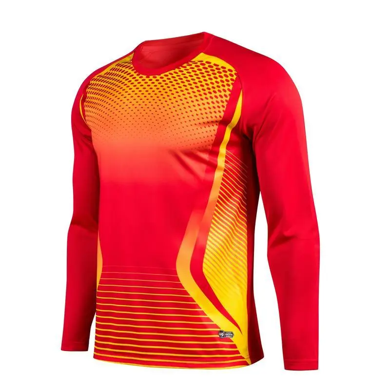 2-Piece Soccer Goalkeeper Shirt with Foam Elbow Pads, Colorful Geometric Breathable Quick-Dry Long Sleeve T-Shirt + Training Running Sports Pants Set 2-Piece Soccer Goalkeeper Shirt with Foam Elbow Pads, Colorful Geometric Breathable Quick-Dry Long Sleeve T-Shirt + Training Running Sports Pants Set