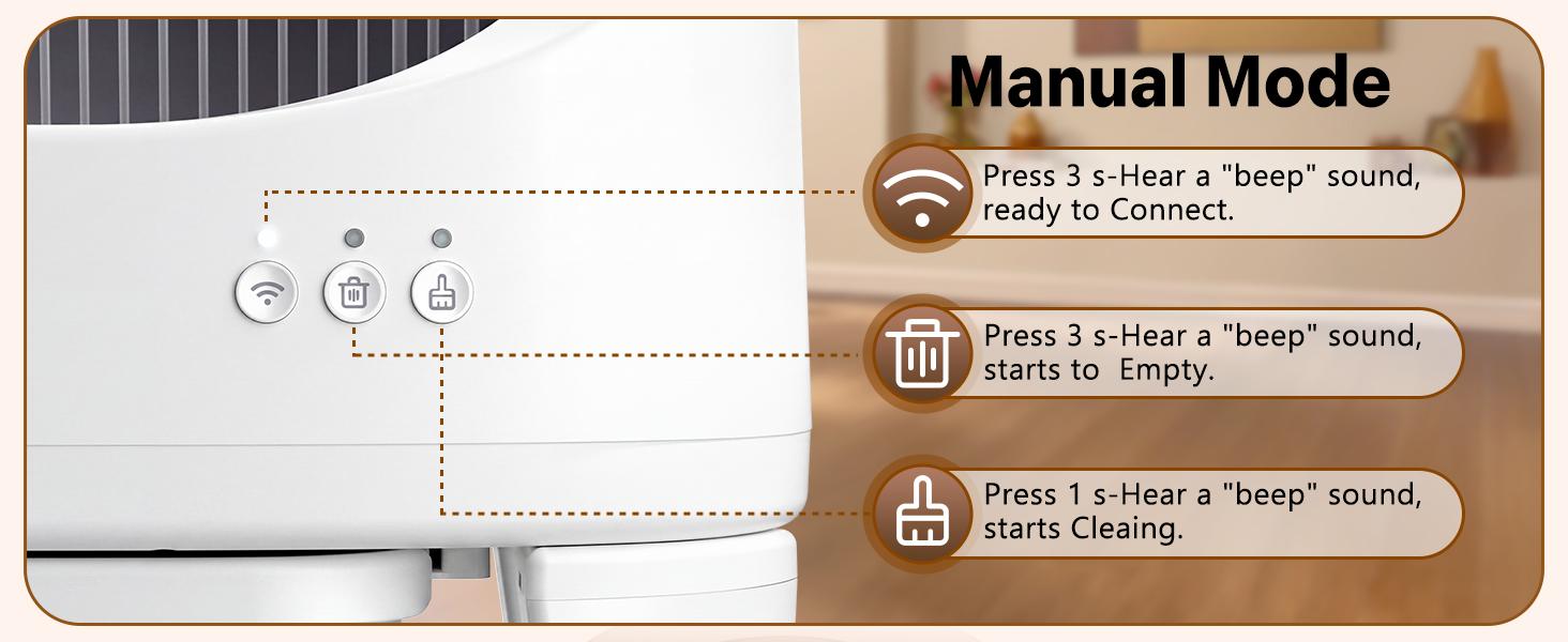 Best Seller | ECORUI Self - Cleaning - Litter Box Open Top Automatic with App Control for Multiple Cats Safety Sensors Protection Cream White 16.5"x17.3" Entrance 8L Compartment