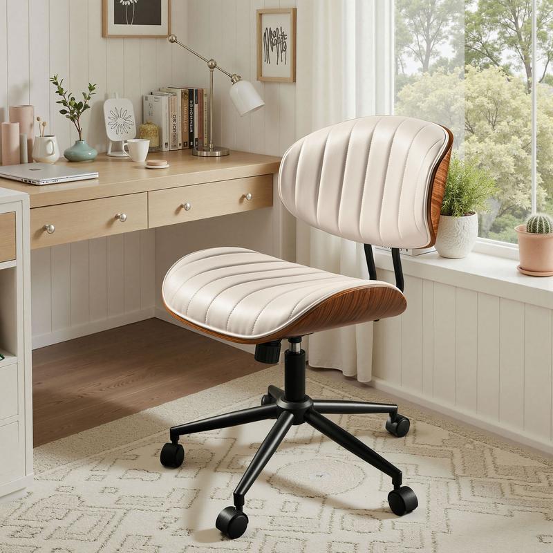【Jumpstart Sale】Ovios Wide Curved Seat&Back Armless Home Office Chair, Adjustable-Height Desk Chair, 360° Swivel&Tilting Function, PU Fabric Stylish Walnut Task Make Up Chair for Meeing Room,Dining Room 【Jumpstart Sale】Ovios Wide Curved Seat&Back Armless Home Office Chair, Adjustable-Height Desk Chair, 360° Swivel&Tilting Function, PU Fabric Stylish Walnut Task Make Up Chair for Meeing Room,Dining Room