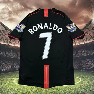 2007 2008 Away Retro Black No.7 Ronaldo Short Sleeved Soccer Jersey