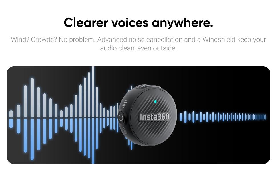 Insta360 Mic Air Transmitter 7.9g Ultralight Wireless Microphone Noise Cancelling for Vlog & Streaming Compatible with X5 X4 Ace Pro 2