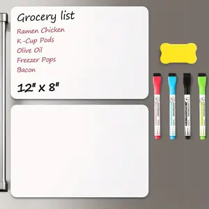 A Magnetic Dry-Erase Board in a Single Piece, Suitable for Refrigerators, Measuring 12 Inches by 8 Inches, Comes with 4 Markers And 1 Eraser - a Smooth And Flexible Blank Magnetic Notepad, Ideal for Organizing And Planning in The for home Kitchen