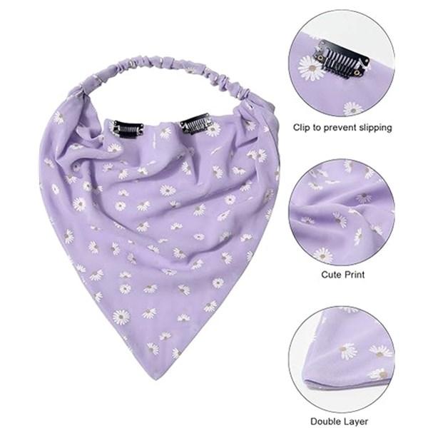3PCS/Set Floral Printed Elastic Hair Scarf Headband Chiffon Head Kerchief Headband Floral Hair Scarves Hair Clips Hair Bandanas