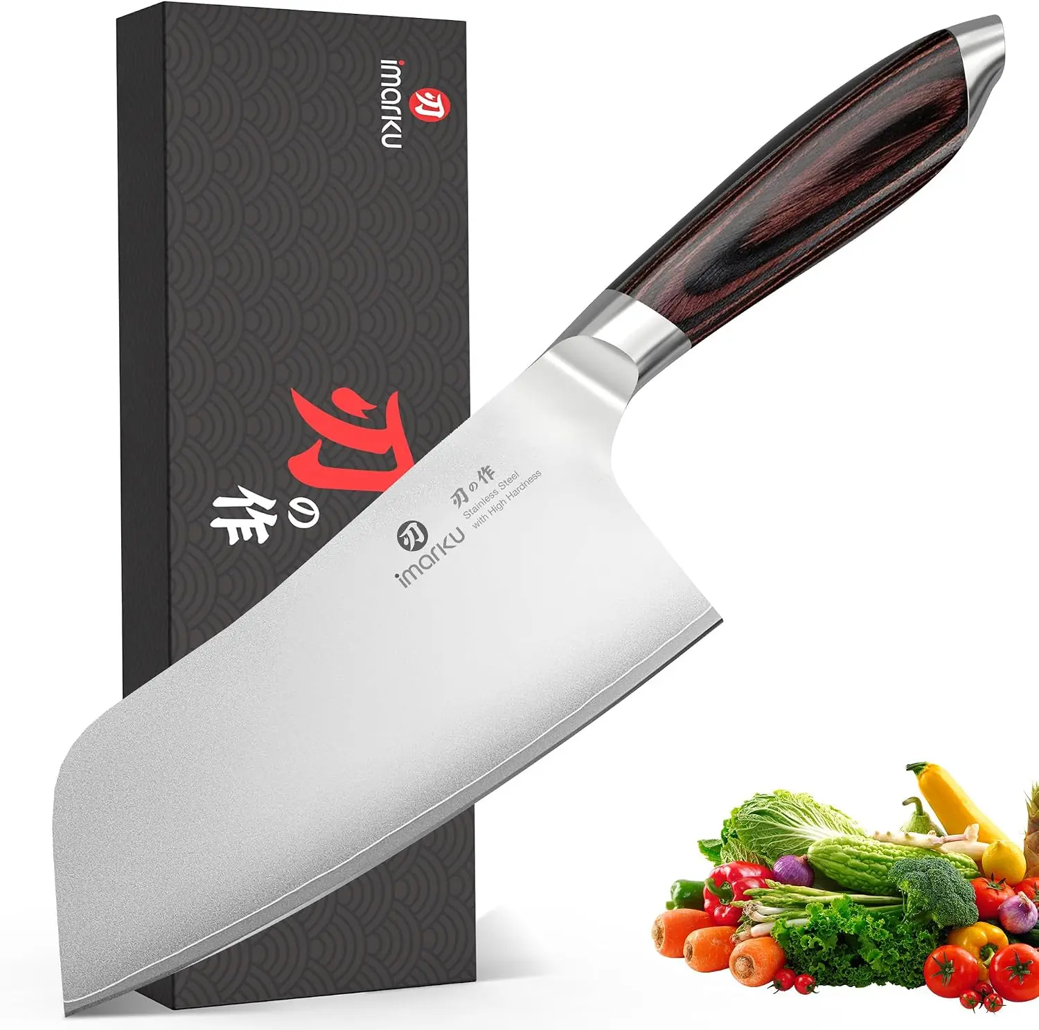 imarku 6.3" Meat Cleaver Knife - Japanese High Carbon Stainless Steel Butcher Knives, Ultra-Sharp with Ergonomic Pakkawood Handle, for Meat Cutting & Vegetable Chopping, Gift for Adults
