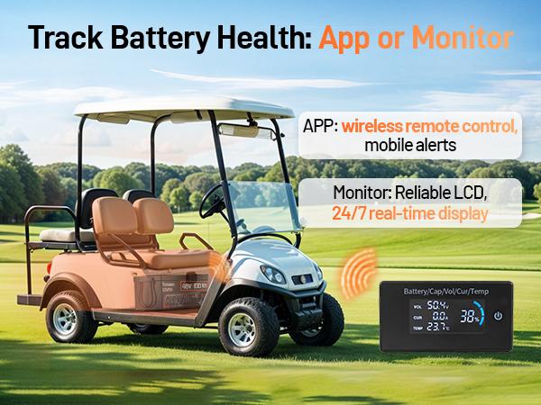HumsiENK 48V 100Ah LiFePO4 Battery for Golf Cart, Built-in 200A BMS, Bluetooth Monitoring, 50+ Mile Range，Low-Temp and 15000+ Deep Cycles For RV, Solar Marine, Off-grid