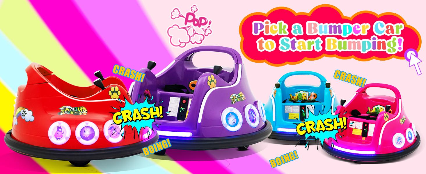 [Costway]- 12V Toddler Bumper Car, Dual Joysticks, Flashing LED Light & Music,360 Degree Spin, Electric Vehicle Ride on Toys, Gift for Boys Girls,Christmas Festival Gift Black Friday Cyber Monday