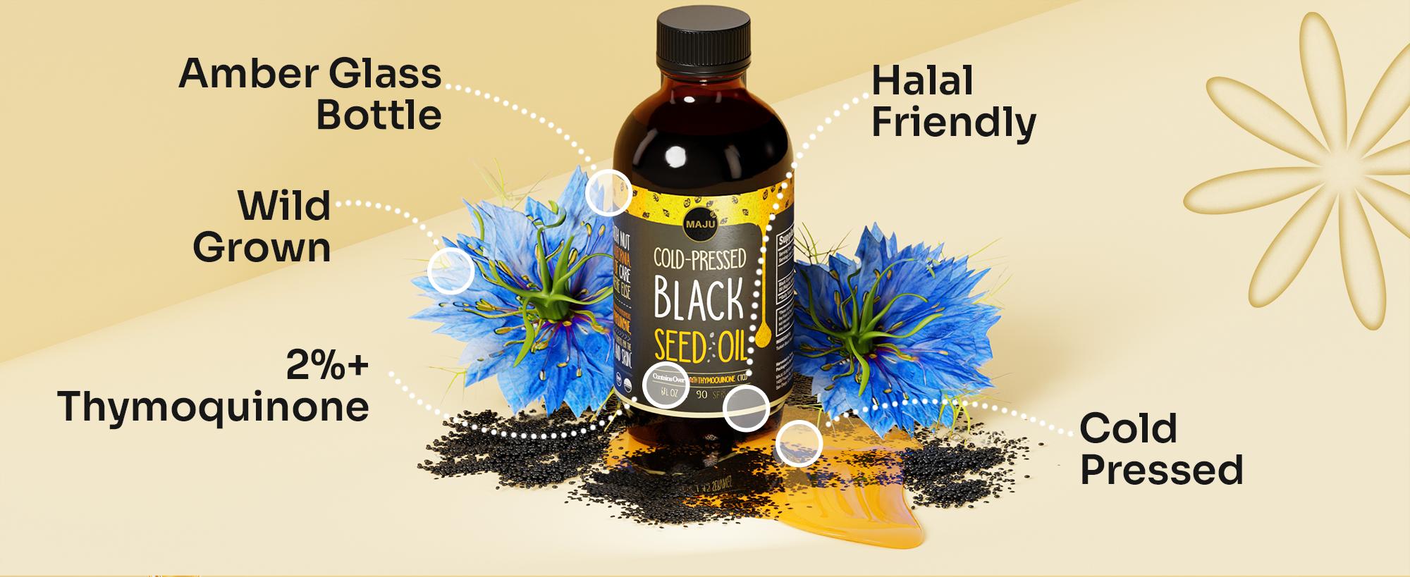 MAJU Light & Potent Black Seed Oil (16oz) - Edible Health Supplement, Organic, Cosmetic & Consumable, Light Color, Taste of Comfort Healthcare Fitness