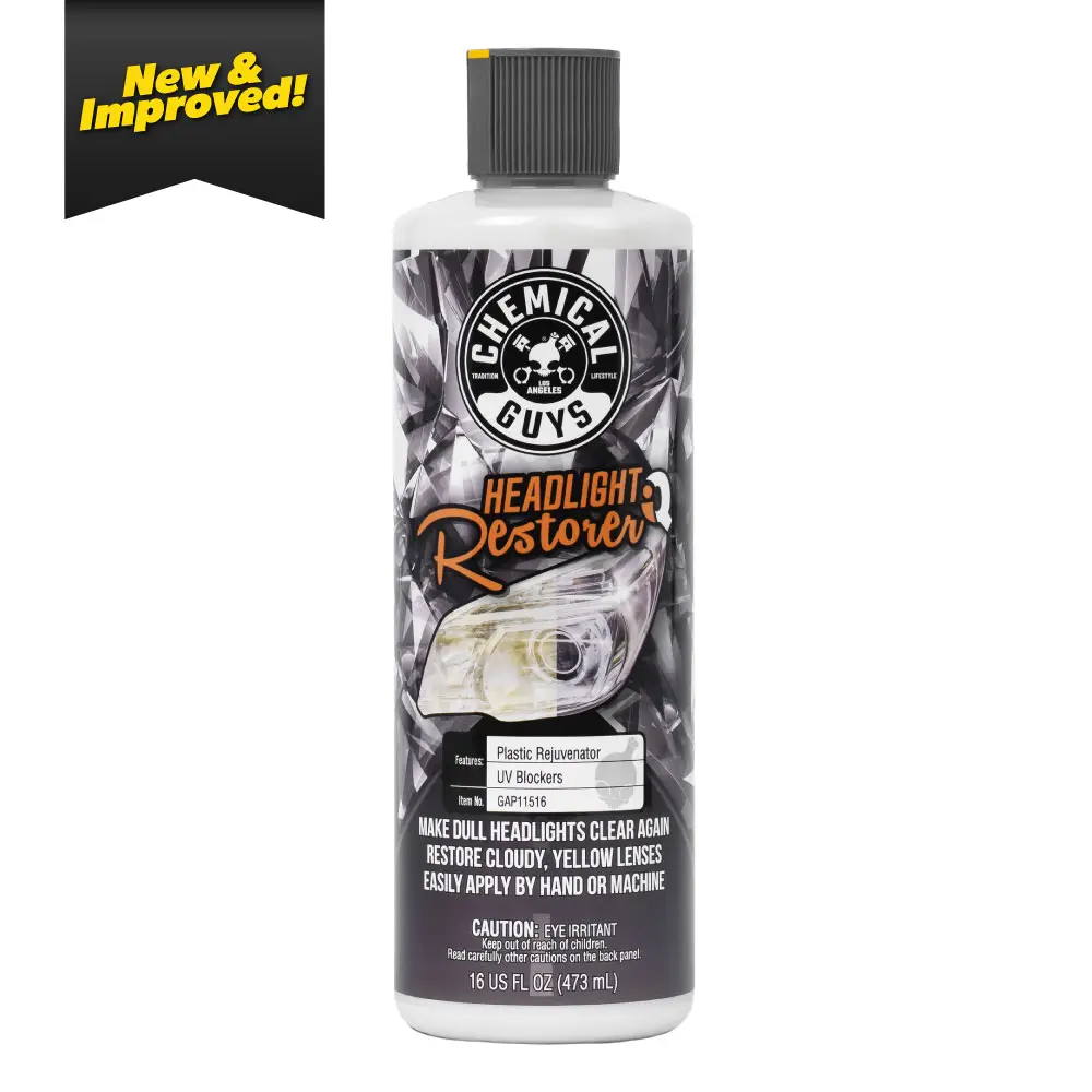 Chemical Guys IQ Series Headlight Polishing Agent - 16oz Cut & Polish Compound, 2-in-1 Adaptive Abrasive Restorer, Removes Oxidation,Yellowing,Haze from Plastic Lenses, Delivers Crystal Clarity, Easy Drill or Hand/Machine Use for Fast Pro Results, Easy To