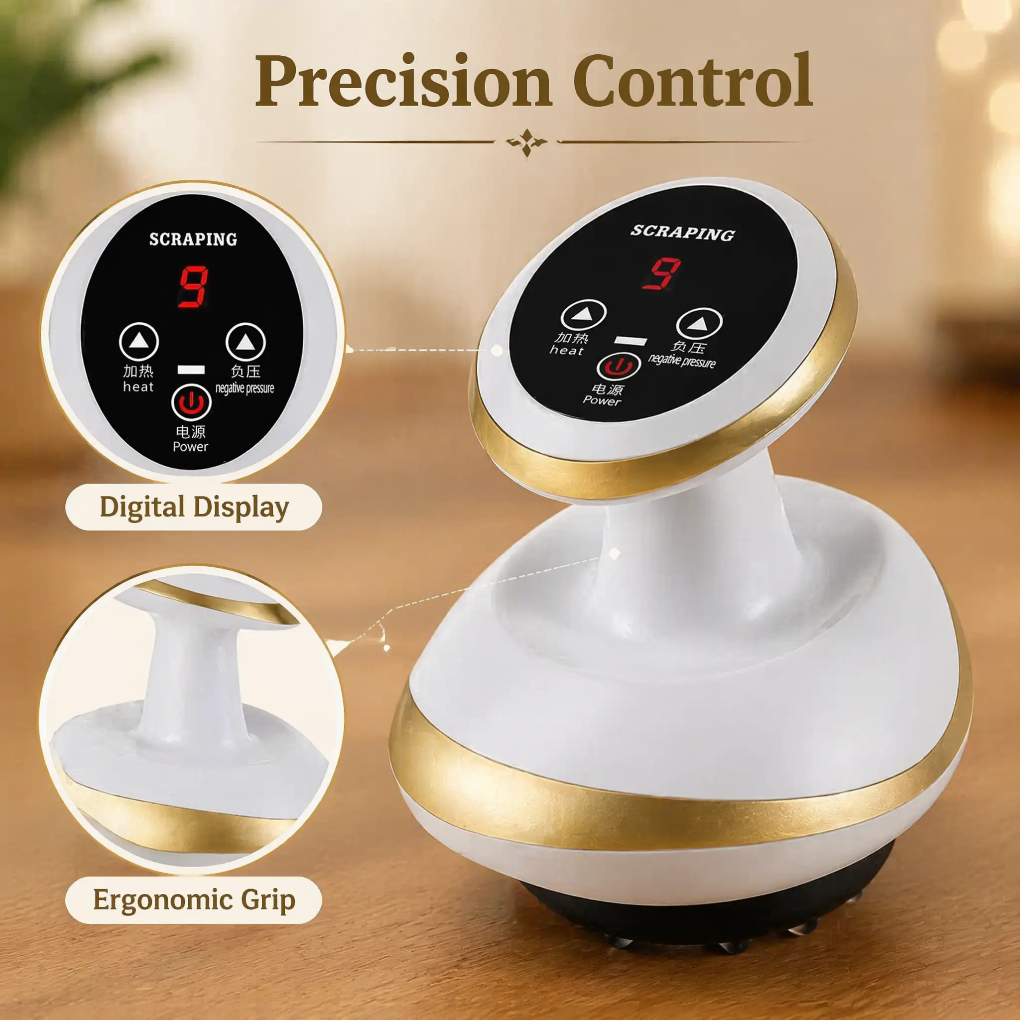 NRPC Electric Guasha Scraping Massager, Adjustable Heating + Massaging Vacuum Cupping Cans with 18 Speed Gear for Lymph Drain, Neck to Ft Body Relief, Holiday Gift for Core Exercise Enthusiasts