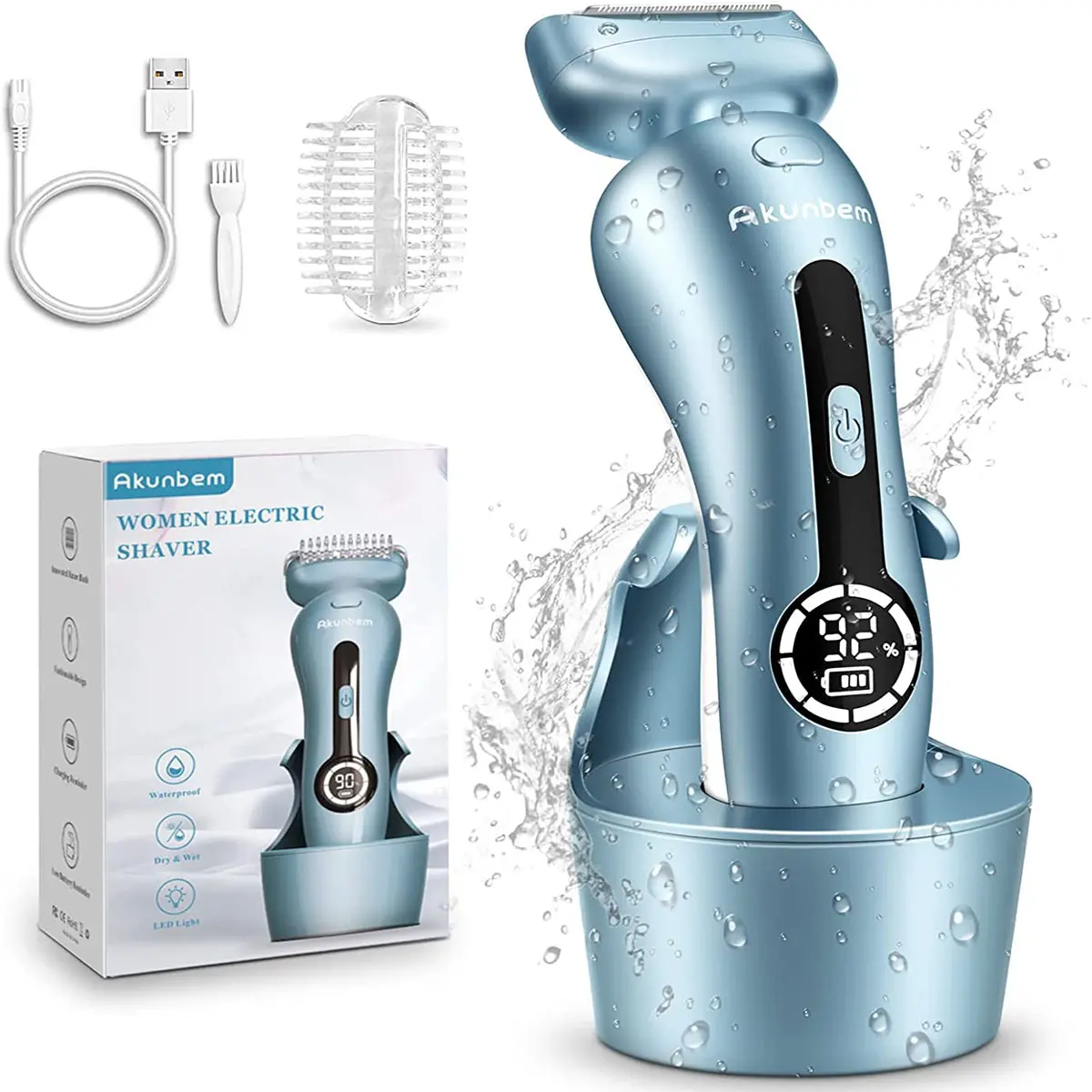Women's Cordless Rechargeable Electric Shaver & Trimmer with Detachable Head, IPX7 Waterproof, for Bikini, Legs & Underarm Grooming