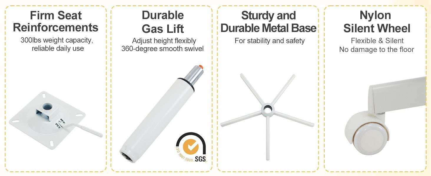 VINGLI Candy Chair Armless Cute Desk Chair,Comfy Small Office Chair with Wheels,Vanity Chair with Lumbar Support,Teddy Adjustable Rolling Swivel Computer Task Chair for Home Office,Bedroom