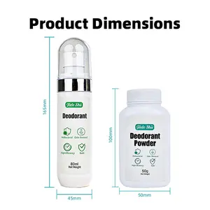 Jeleshu Aluminum-Free Deodorant 80ml Spray + 50g Powder Kit Gentle No Baking Soda No Parabens Moisturizing Underarm Antiperspirant Roll On for Body & Foot Odor Body Odor Remover