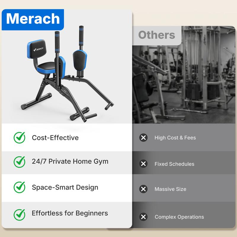 Merach Hip Abductor Machine for Home Gym, Upper Back Exerciser, Adjustable Glute Trainer, Thigh Workout Equipment for Hip Sculpting & Butt Lifting