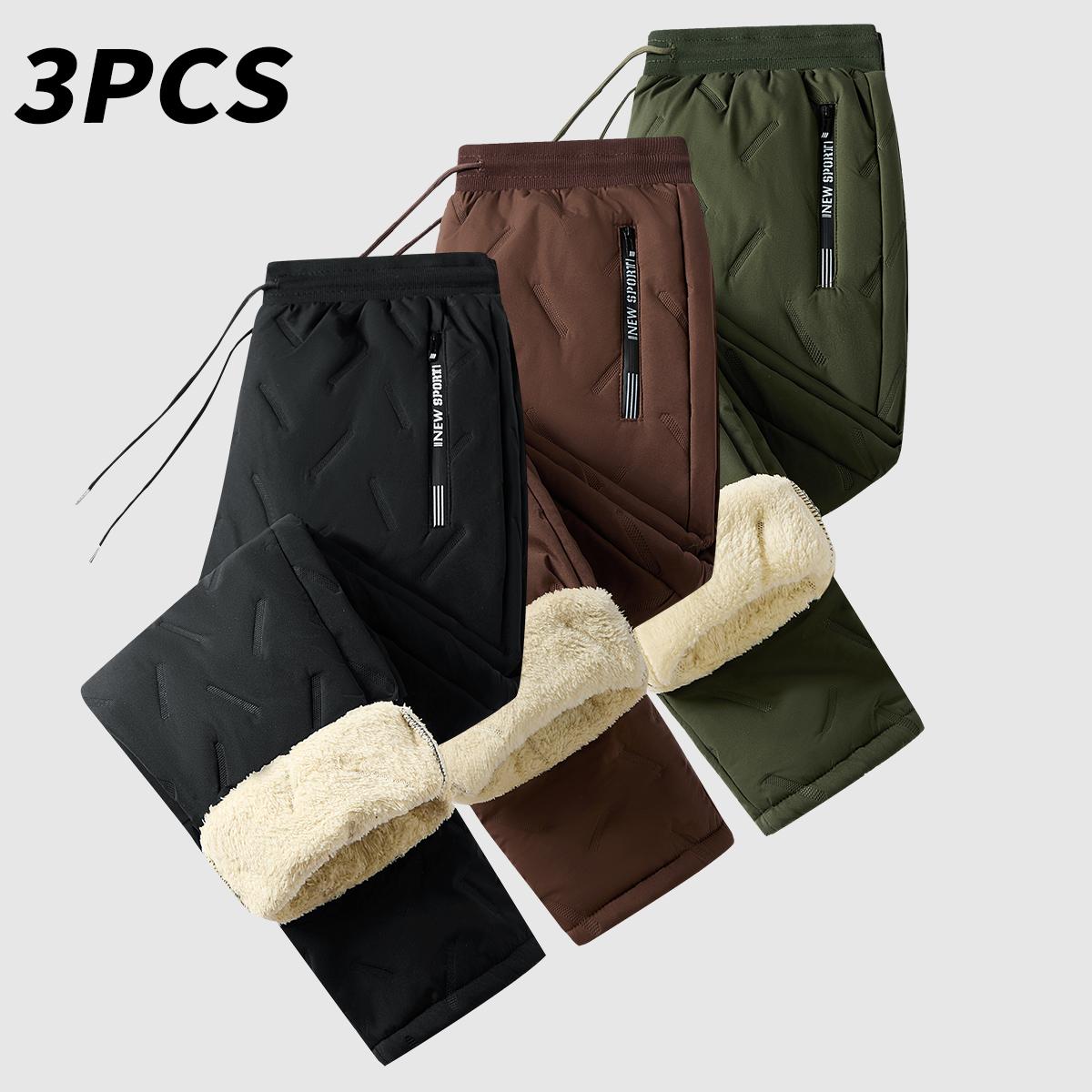 Men’s Warm Thermal Winter Snow Pants Ideal for Workouts & Outdoor Activities Machine Sweatpants Men Perfect for Extreme Cold Weather Layered Solid Color Design Regular Fit Menswear Top Stylish Trousers Men’s Casual Plain drawstring waistband