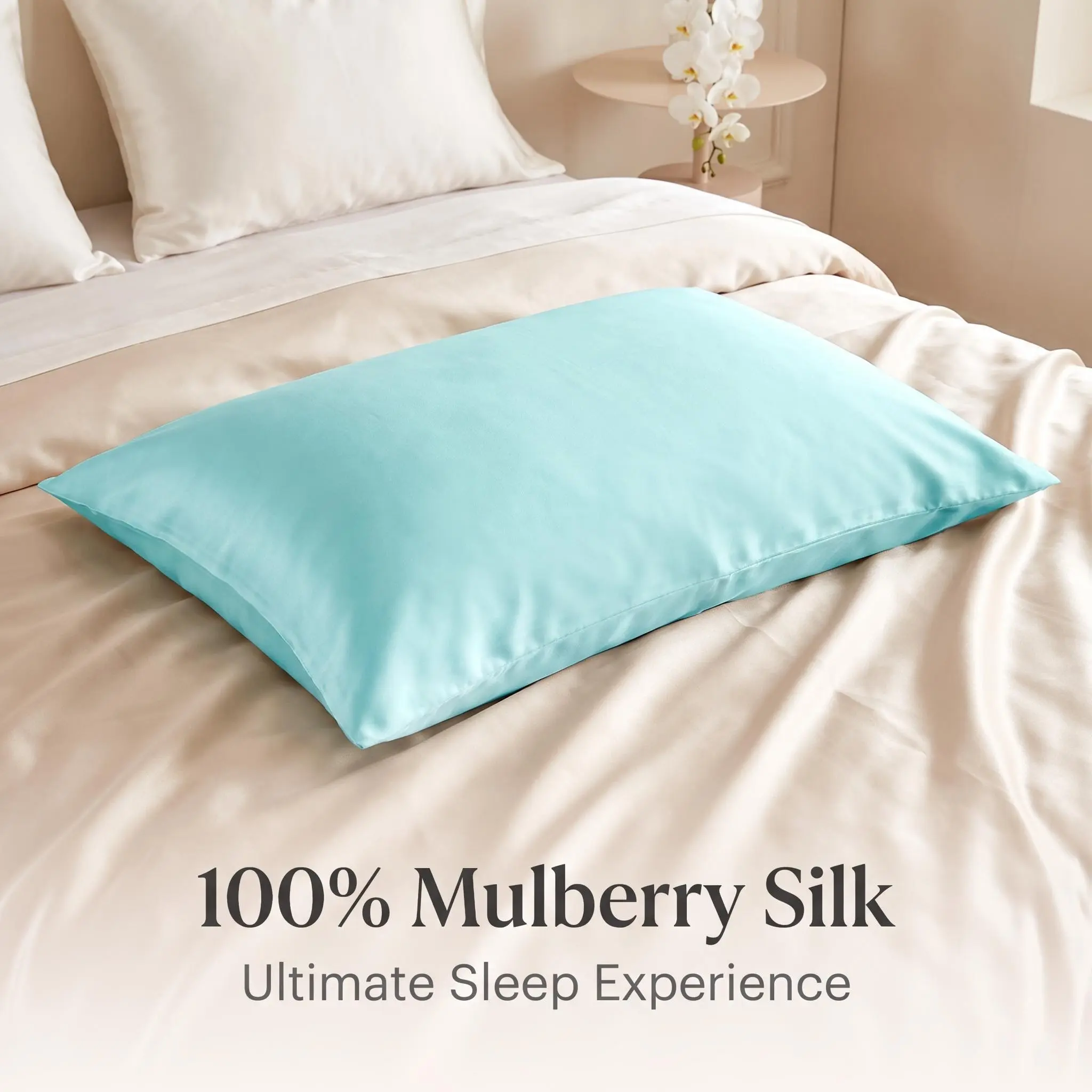 Bedsum 1-Pack 100% Pure Mulberry Silk Pillowcase, Flat Weave, Cooling, Breathable, Hidden Zipper, Antiallergenic, Gentle on Hair & Skin, Oeko-Tex Certified (Queen/King Sizes)