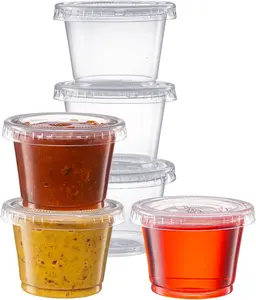 1 oz Jello Shot Cups with Lids [200 Count] Clear Disposable Plastic Portion Containers, Condiment Cups for Sauces, Dressings & Samples - Durable, Stackable, Leak-Resistant