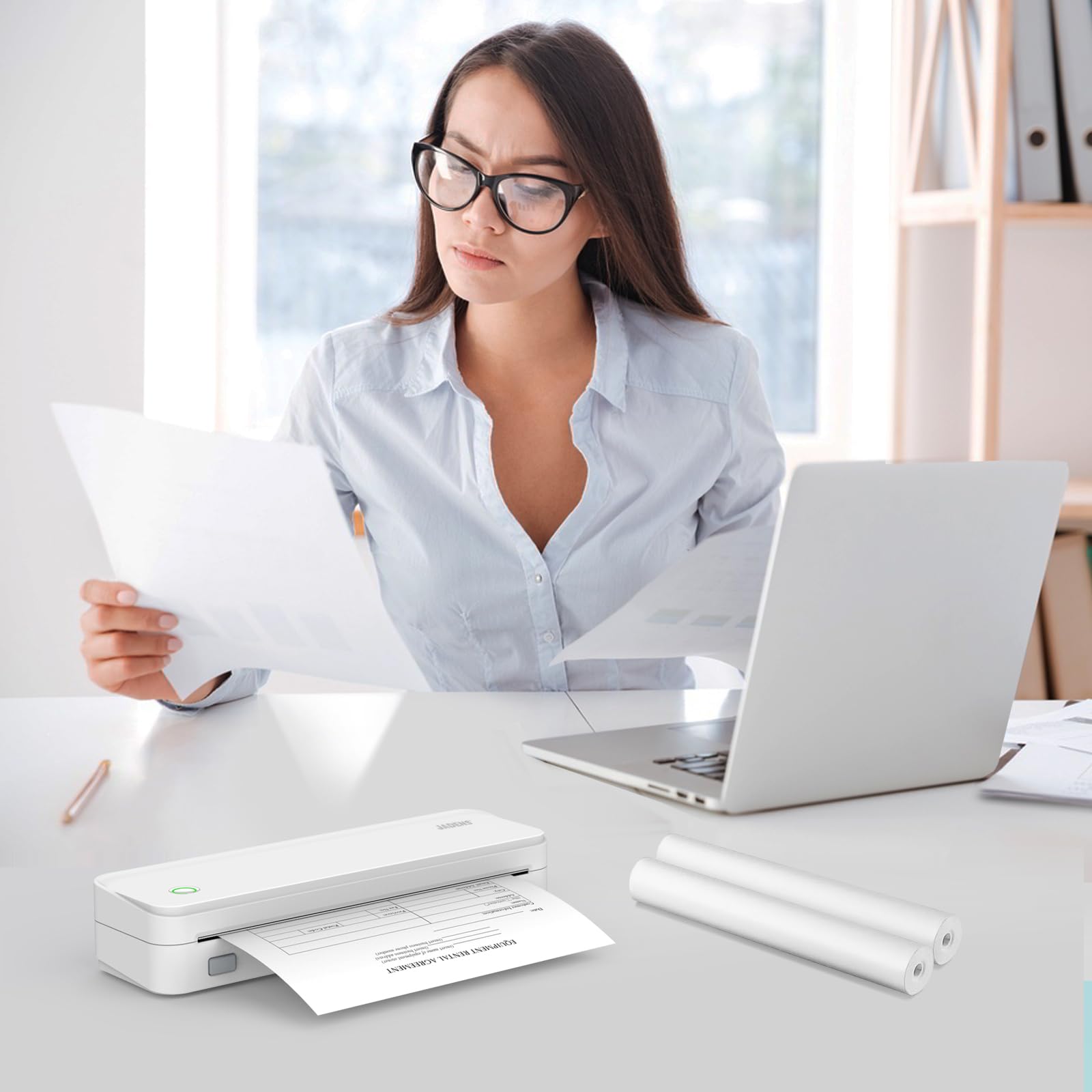 JADENS US Letter Size 8.5''×11'' Quick-Dry Folded Thermal Paper, 200 Sheets, Multipurpose Thermal Paper for Office, Contract