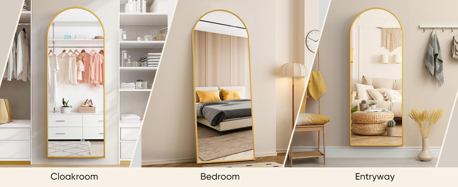 Full Length Mirror, Floor Standing Mirror with Stand, Wall Aluminum Alloy Thin Frame Hanging or Leaning for Living Room Bedroom Cloakroom decorating Full Length Mirror, Floor Standing Mirror with Stand, Wall Aluminum Alloy Thin Frame Hanging or Leaning for Living Room Bedroom Cloakroom decorating