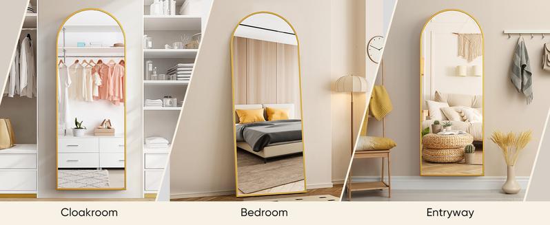 Full Length Mirror, Floor Standing Mirror with Stand, Wall Aluminum Alloy Thin Frame Hanging or Leaning for Living Room Bedroom Cloakroom decorating Full Length Mirror, Floor Standing Mirror with Stand, Wall Aluminum Alloy Thin Frame Hanging or Leaning for Living Room Bedroom Cloakroom decorating