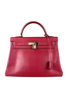 Pre-owned na Shoulder Bags Hermes Kelly 32 Courchevel Rouge Vif Gold Handbag 1997