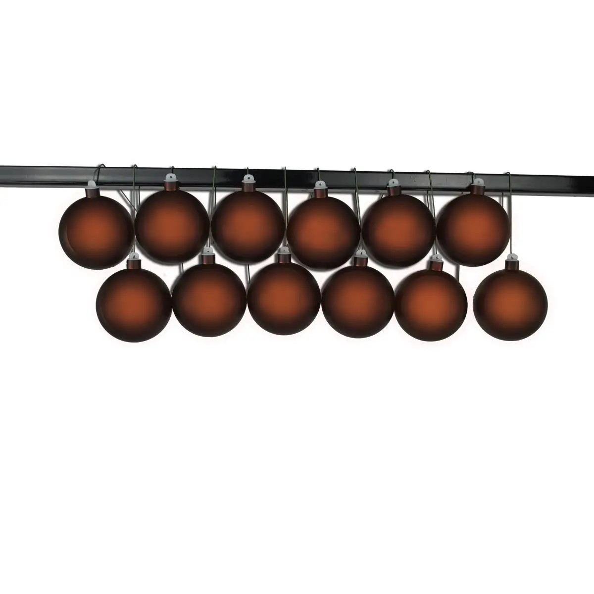 212 MAIN Matte Copper Round Metal Ball Holiday Home Ornament, 2.5 In. (60 mm), 12-Pack with Wire & UV Resistant Coating, Festive Party Supplies & Room Decor