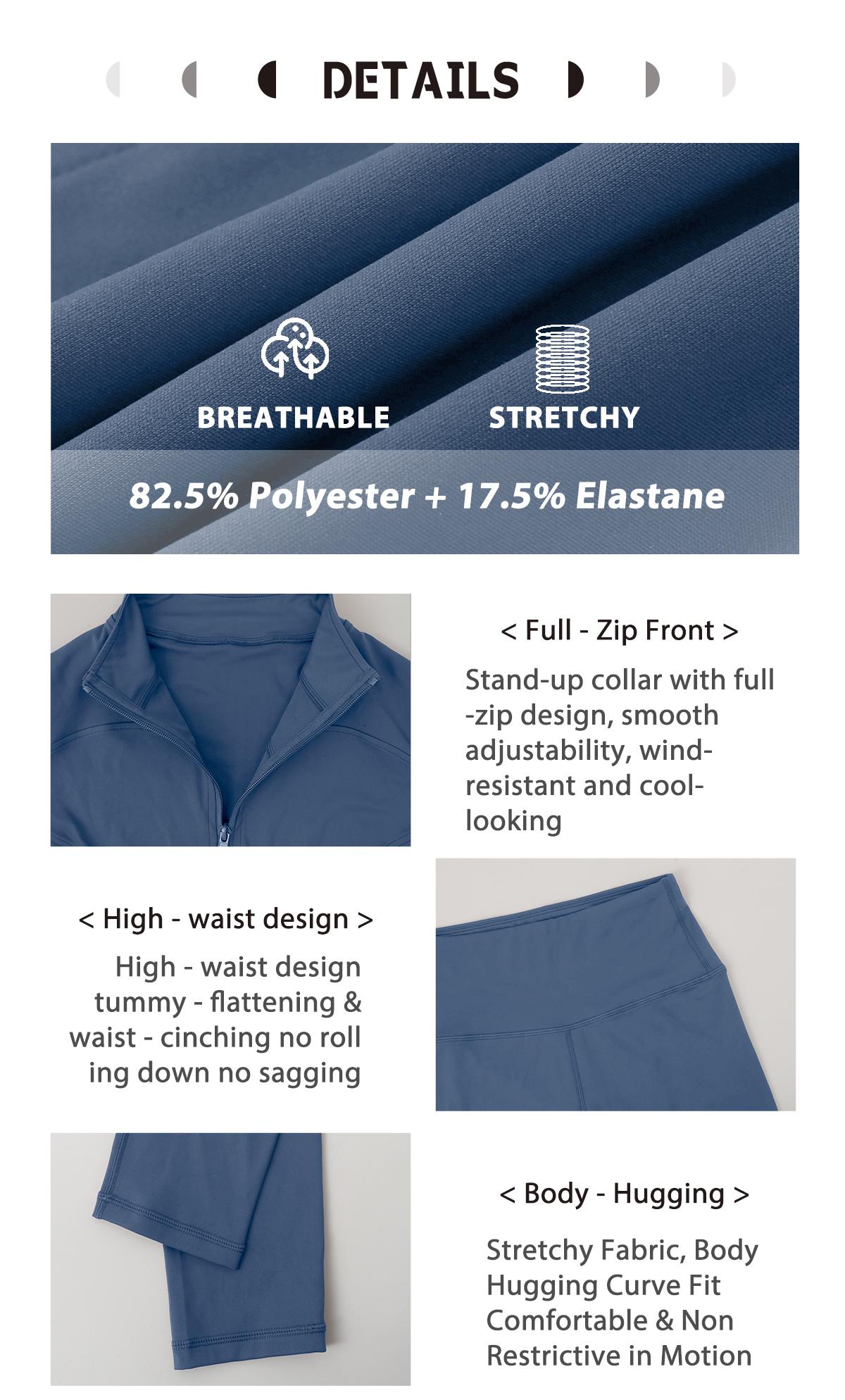 NcmRyu Women’s 2 Piece Workout Set Zip Up Jacket High Waist Leggings Yoga Gym Running Sportswear Slim Fit Activewear for Fitness Training Tracksuits