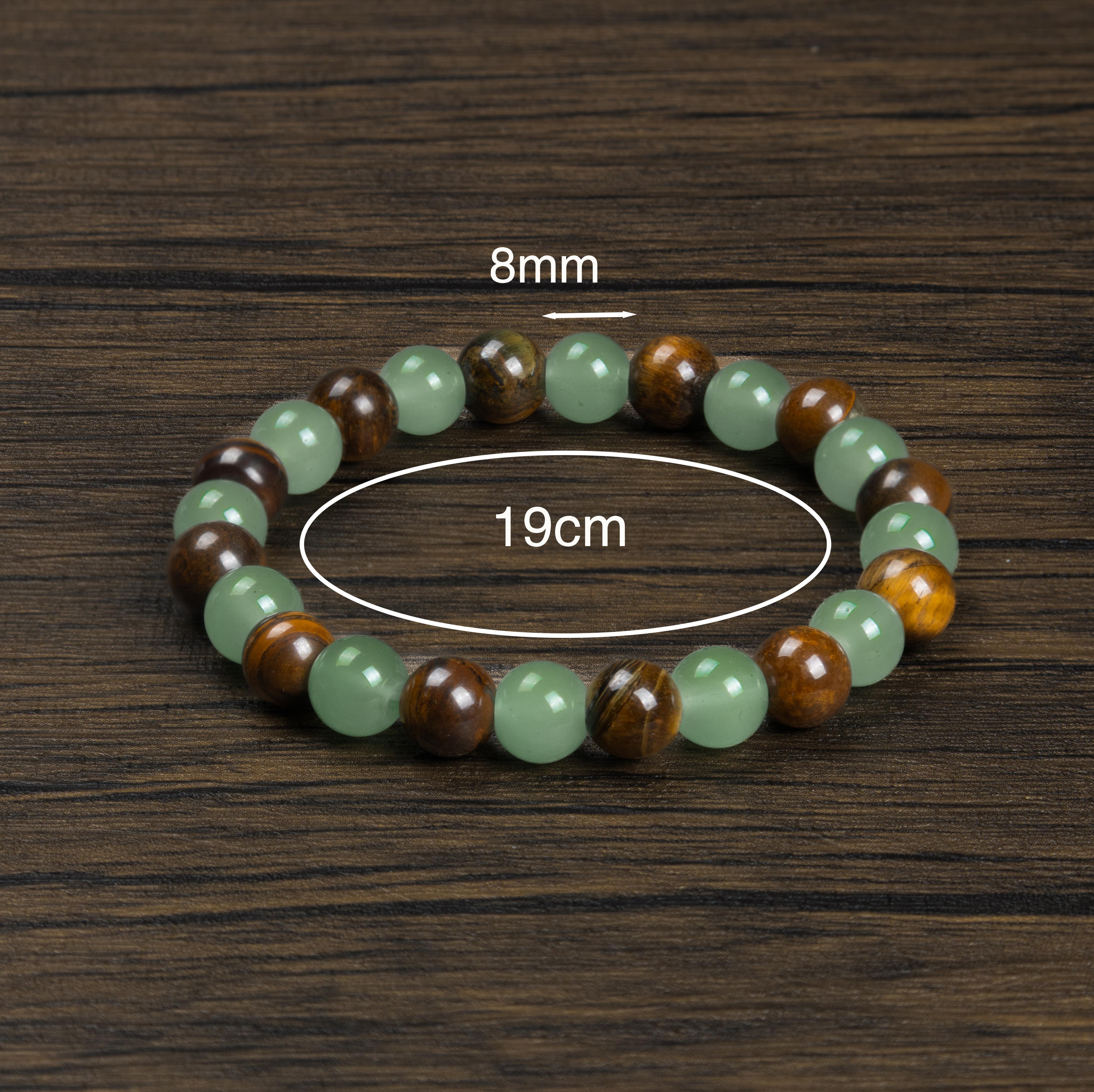 Money Bracelet with Green Aventurine & Tiger Eye, Natural Crystal Beaded Bracelet for Wealth Luck Protection Gift