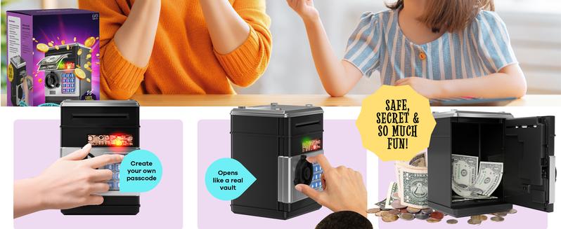 Piggy Bank for Boys Adults, Electronic ATM Coin Cash Bank with Password Code Lock and Auto Grab Bill Slot, Large Capacity Coin Bank Money Jar for Adults, Designed for All US Coins Piggy Bank for Boys Adults, Electronic ATM Coin Cash Bank with Password Code Lock and Auto Grab Bill Slot, Large Capacity Coin Bank Money Jar for Adults, Designed for All US Coins