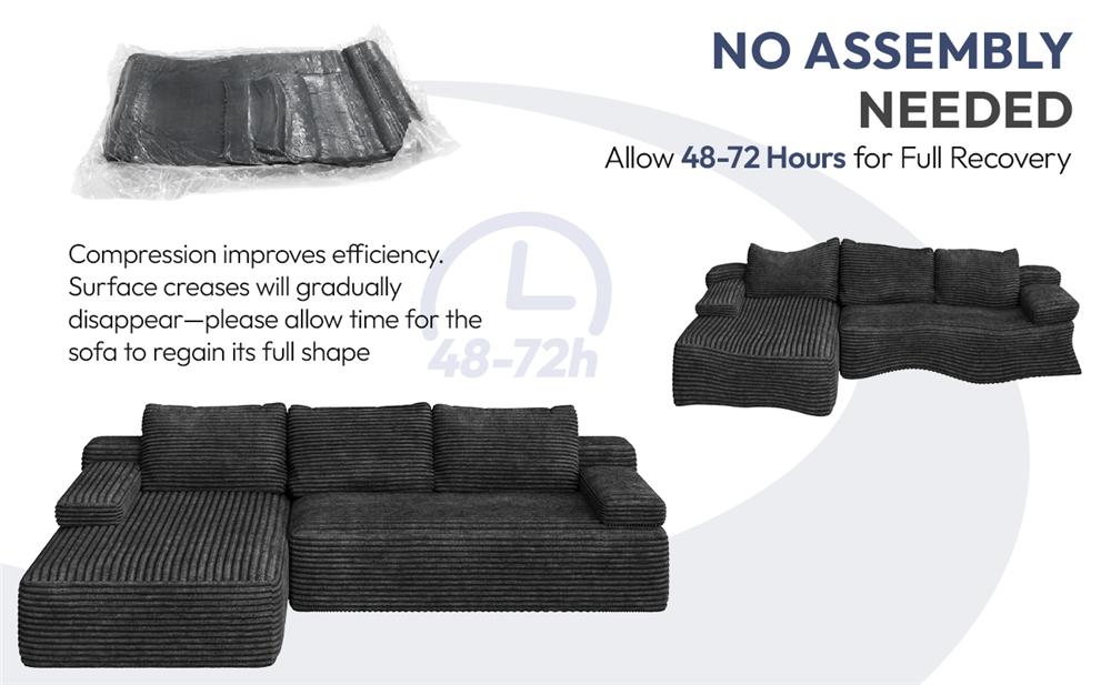 【Crazy Price】Yaheetech 110"W L-Shaped Boneless Memory Foam Sectional Sofa with 2 Packages, CompressedCorduroy Sectional Couches Oversized Deep Seat Removable Pillow Covers Pet-Friendly No Assembly for Living Room Apartment 【Crazy Price】Yaheetech 110"W L-Shaped Boneless Memory Foam Sectional Sofa with 2 Packages, CompressedCorduroy Sectional Couches Oversized Deep Seat Removable Pillow Covers Pet-Friendly No Assembly for Living Room Apartment