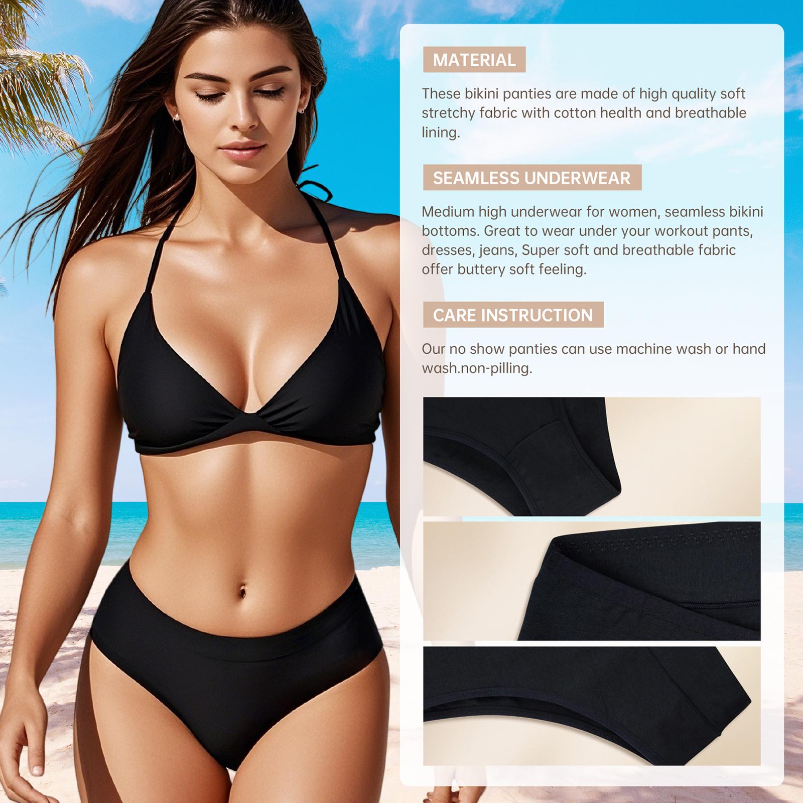 Women's Cotton Bikini Underwear - 4pcs, 8pcs, High Rise Breathable Soft Panties Solid Briefs for Ladies, Coverage Hipster Sizes M to 4XL