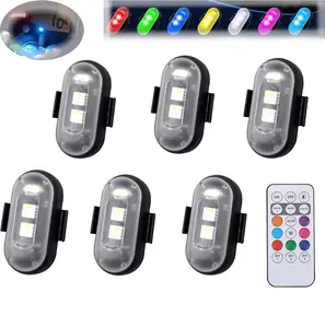 RGB Led Aircraft Strobe lights, LED Flash Position Light, Remote Wireless Motorcycle Flash Light, USB Rechargeable Waterproof Anti-Collision LED Emergency Warning Light for Cars, Motorcycles, Drones, Aircraft and Bikes