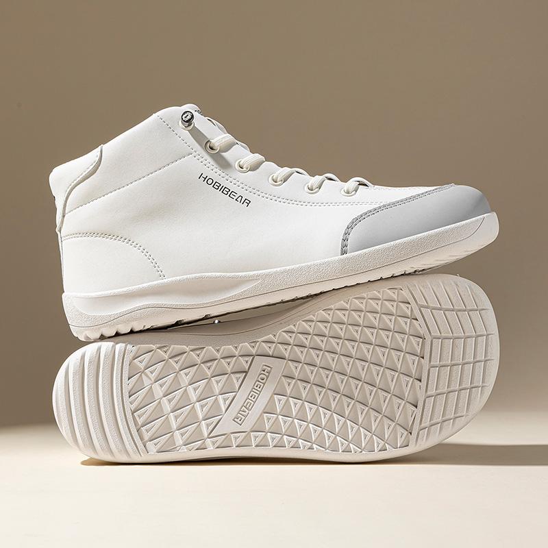 HOBIBEAR Winter High-Top Genuine Leather Barefoot Shoes for Men and Women, Wide Toe Design, Closed Toe Boots,  Slip-on Shoes