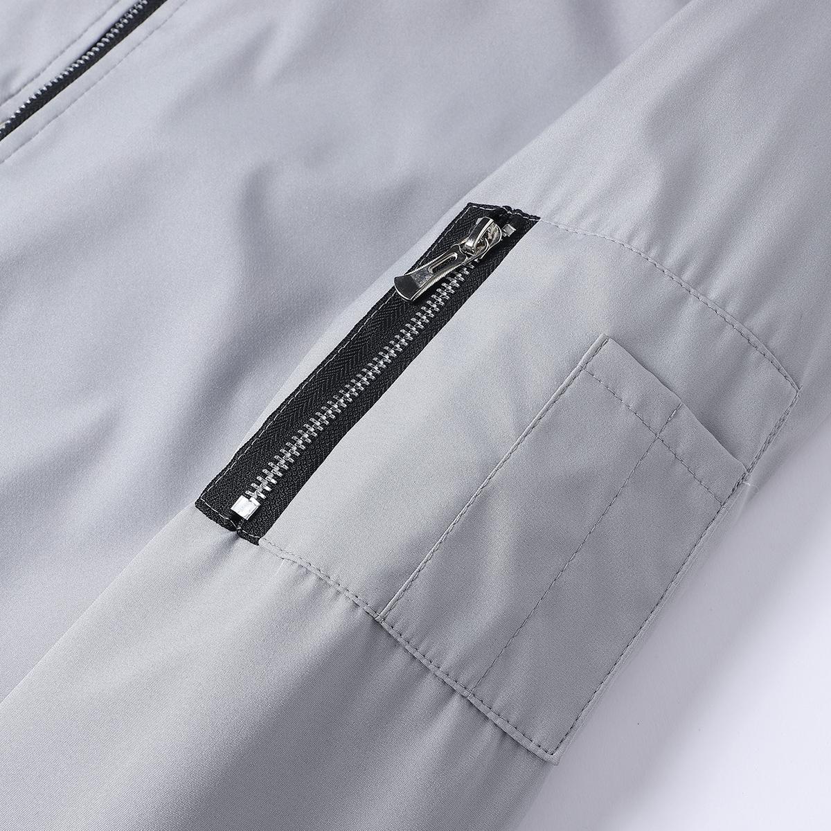 Men's casual spring-autumn lightweight windbreaker with zipper and multiple pockets, classic pilot jacket, using warm fabric, soft and comfortable, solid color collar, suitable for dates, running parties, gatherings, work and daily wear.